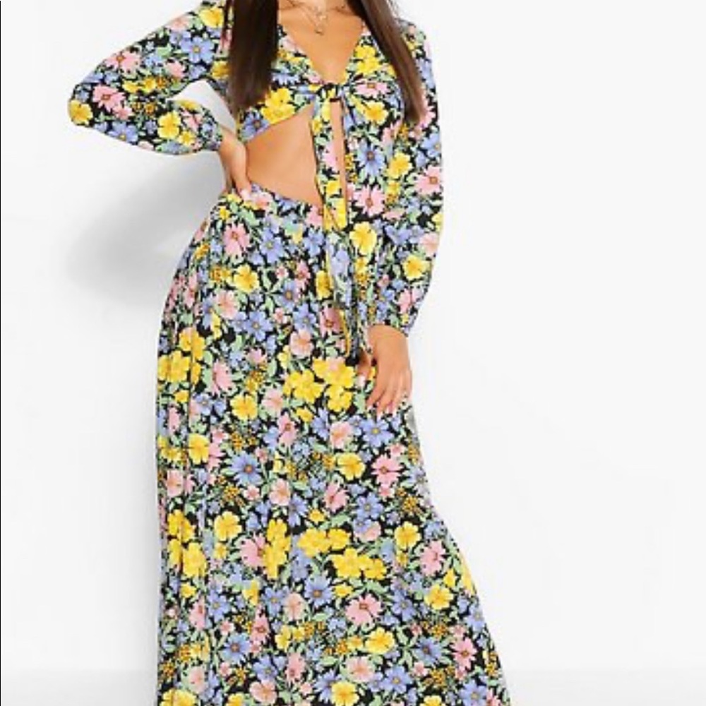 Floral two piece maxi skirt set